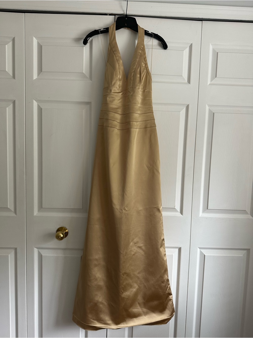 Cache Gold Satin Halter Gown